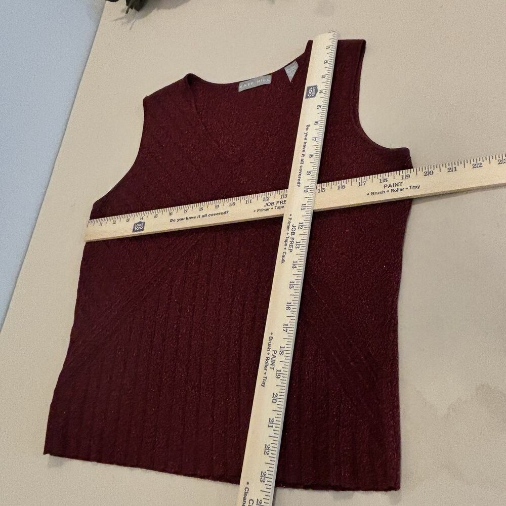 Kate Hill Women Size XL Tank Top V-Neck Burgundy Knit Sleeveless Y2K Academia - Picture 6 of 6